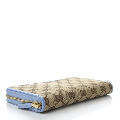 Gucci Monogram Dollar Calfskin Zip Around Wallet Beige Ebony Mineral Blue 4 of 7
