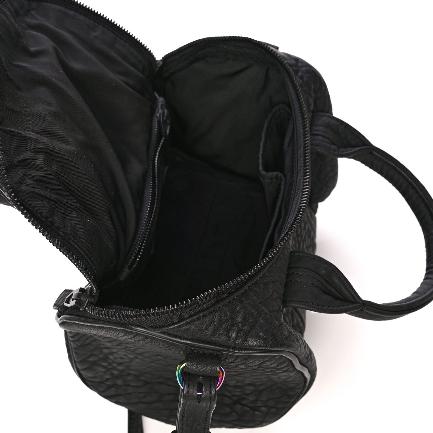 Alexander Wang Pebbled Lambskin Rockie Black Iridescent Hardware 4 of 10