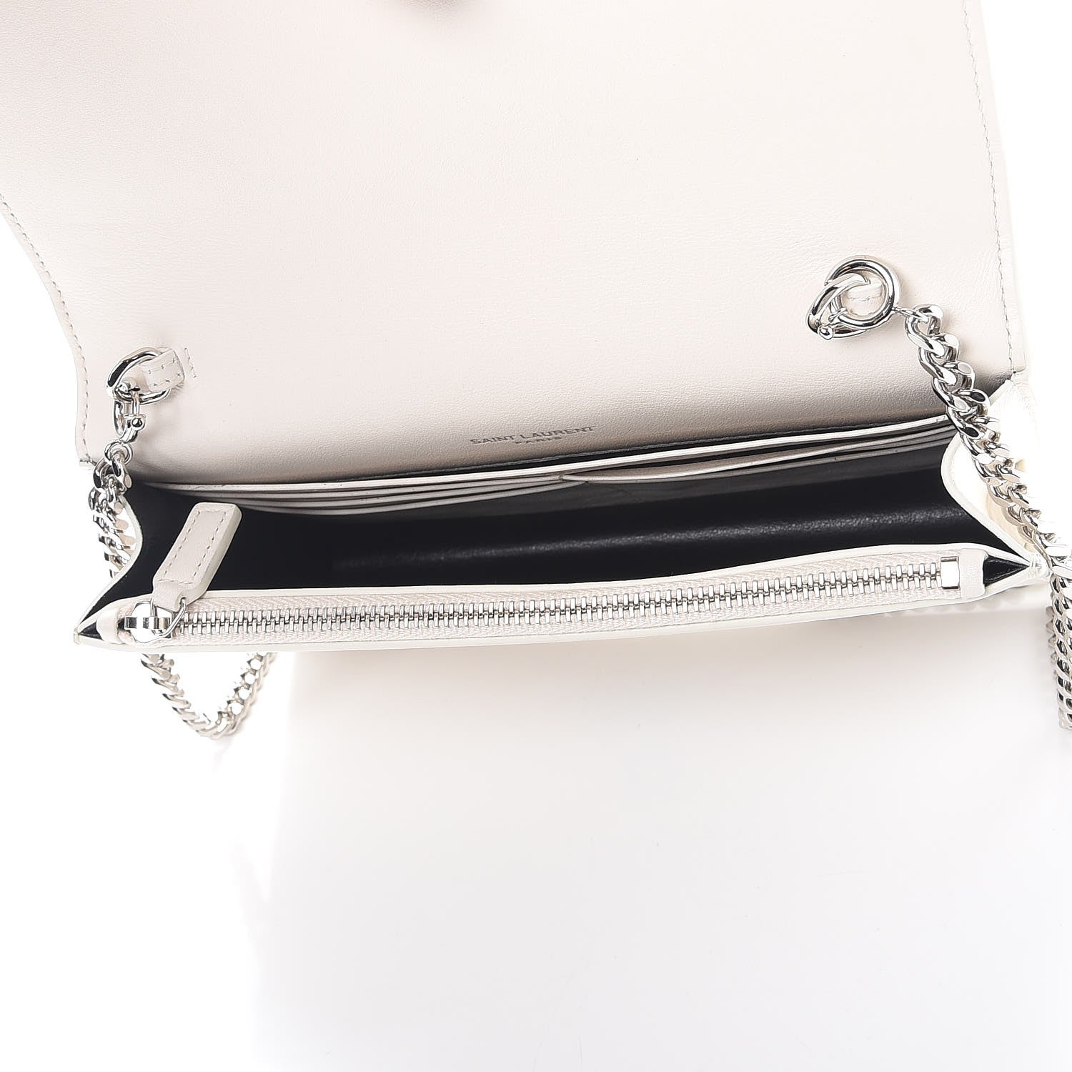 Saint Laurent Calfskin Bead Embellished Kate Monogram Tassel Chain Wallet White 5 of 7