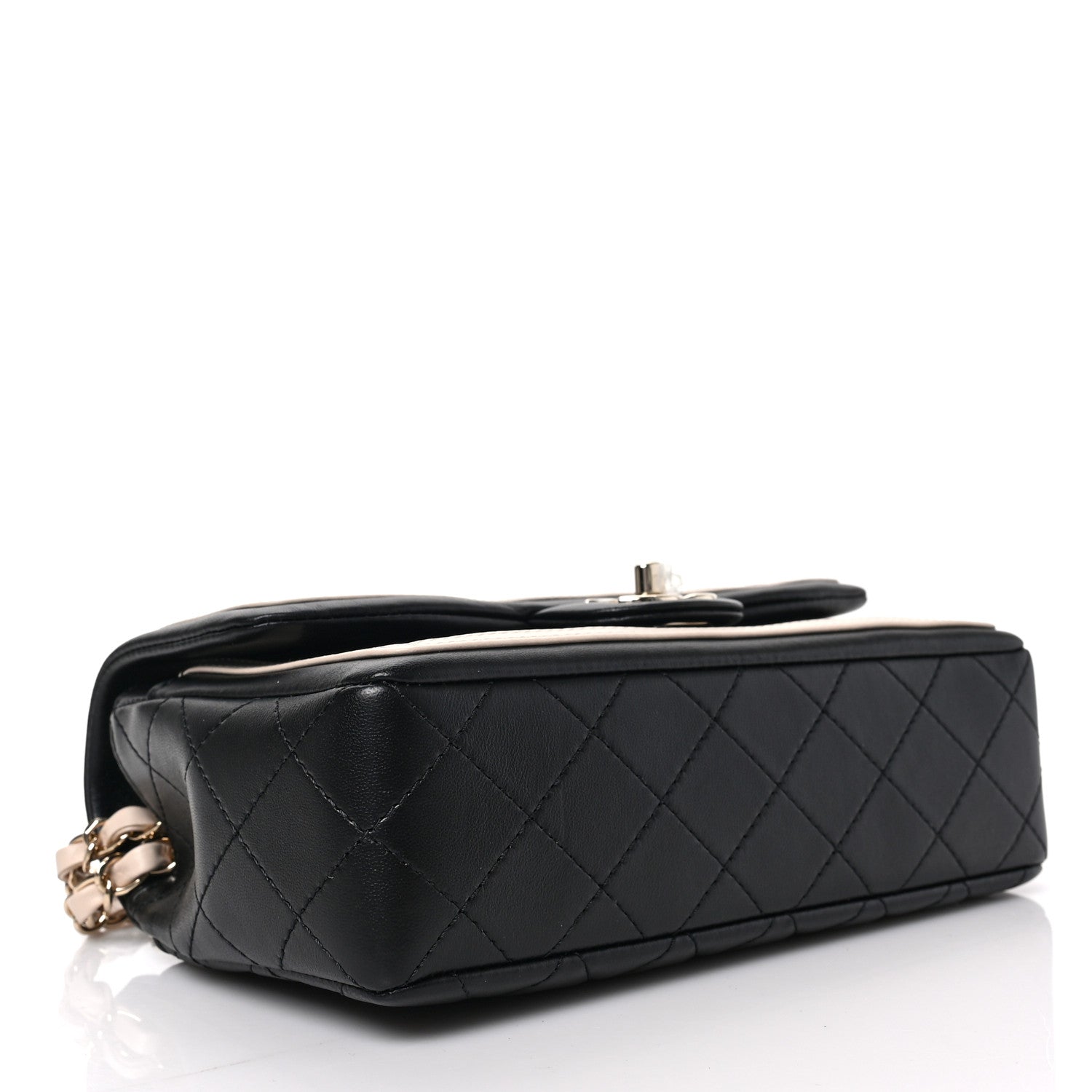 Chanel Lambskin Quilted Bicolor Flap Black Beige 4 of 9