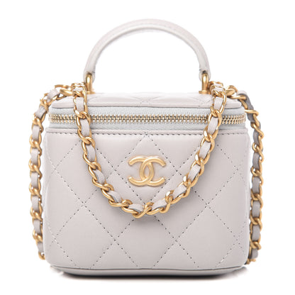 Chanel Lambskin Quilted Top Handle Mini Vanity Case With Chain Grey 1 of 10