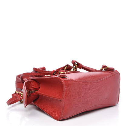 Balenciaga Grained Calfskin Neo Classic Gold Hardware Nano City Crossbody Medium Red 4 of 9