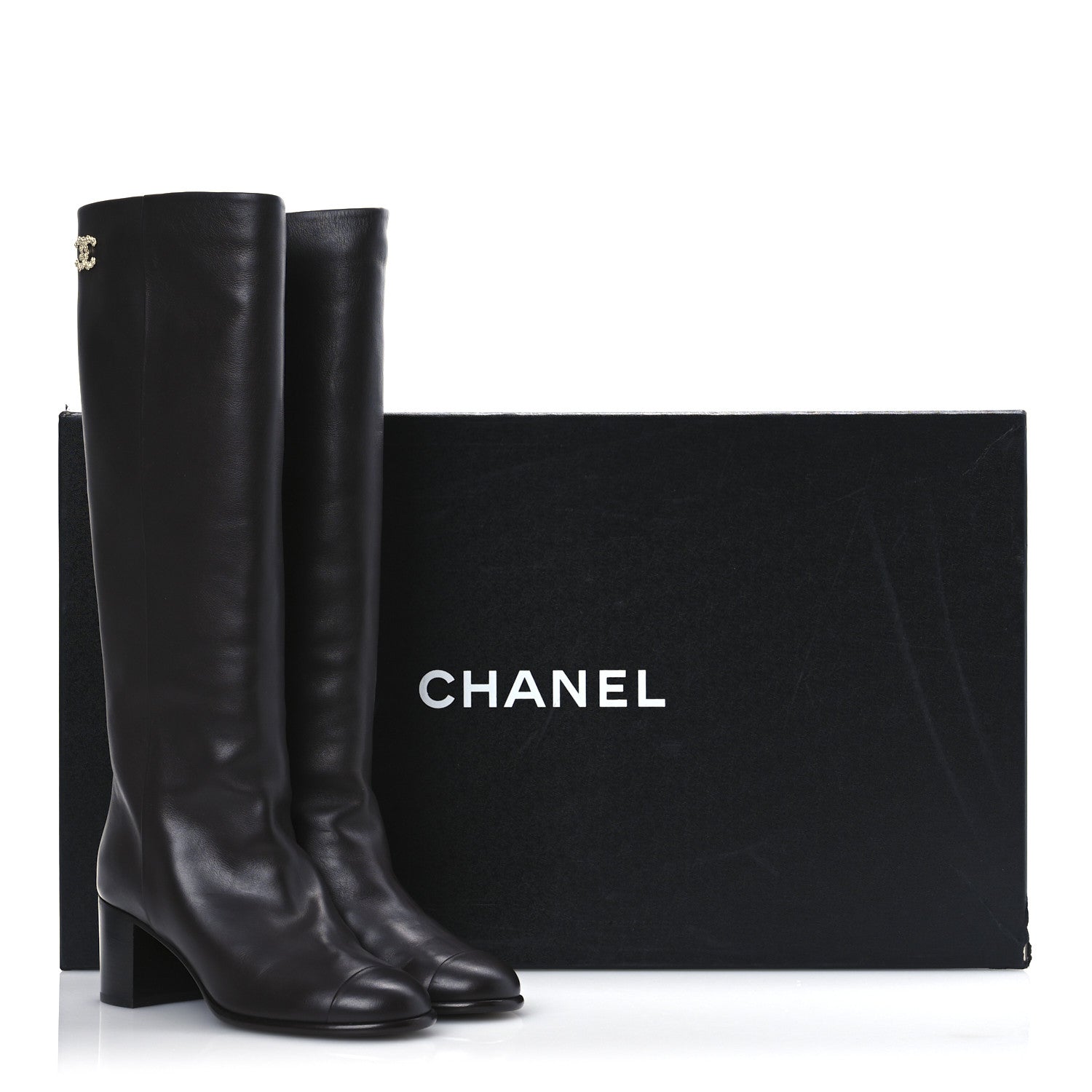 Chanel Calfskin CC High Boots 37.5 Dark Brown 13 of 13