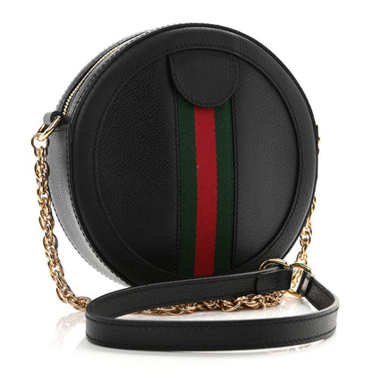Gucci Grained Calfskin Web Mini Ophidia Round Shoulder Bag Black 3 of 8