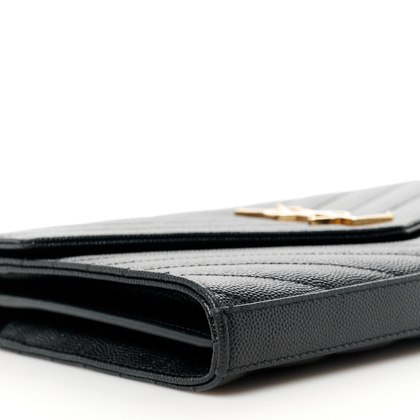 Grain De Poudre Matelasse Chevron Monogram Chain Wallet Black