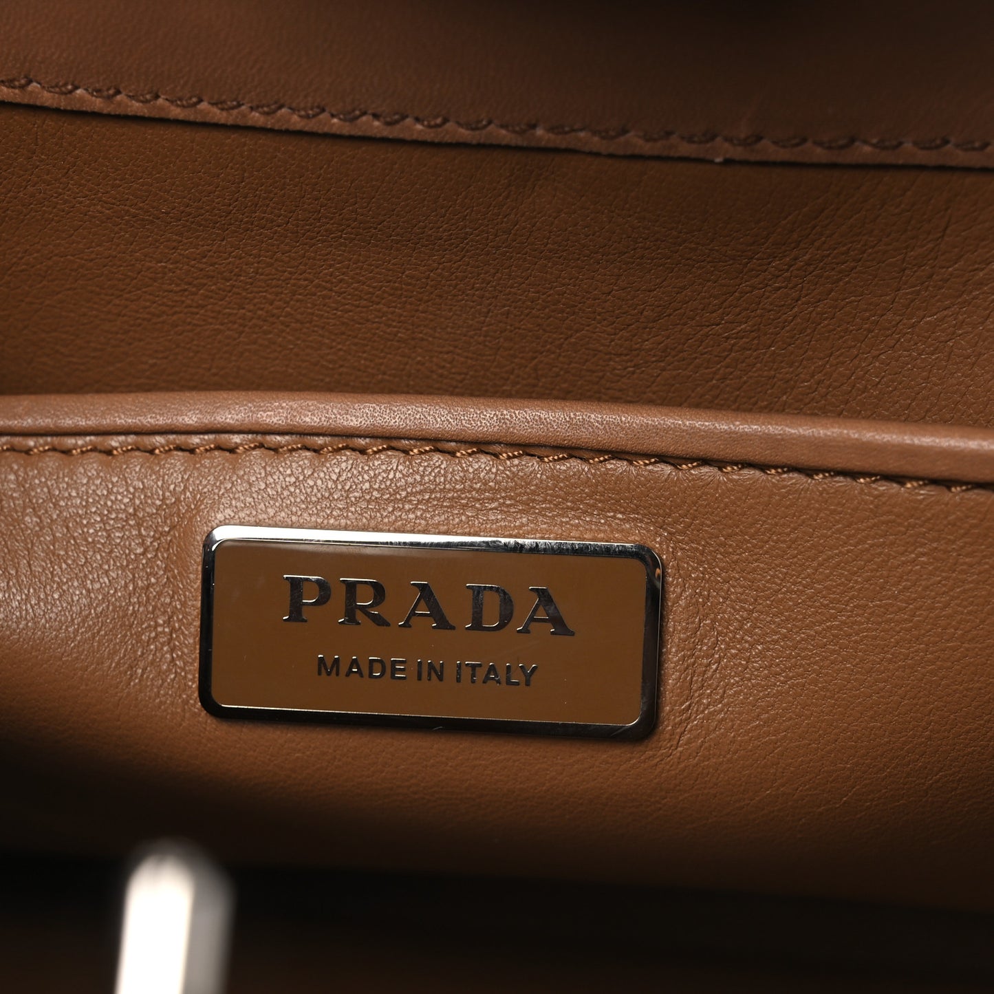 Calfskin Baiadera Striped Frame Bag Caramel Black White