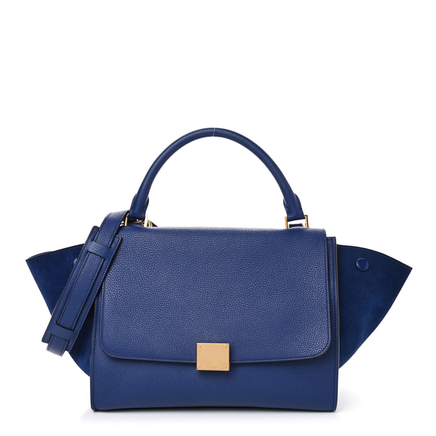 Drummed Calfskin Suede Small Trapeze Indigo