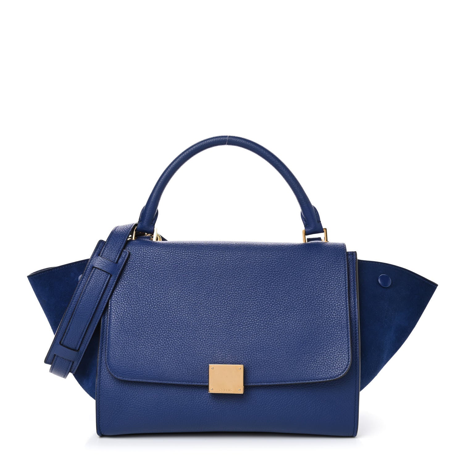 Celine Drummed Calfskin Suede Small Trapeze Indigo 1 of 4