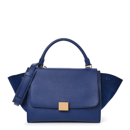 Celine Drummed Calfskin Suede Small Trapeze Indigo 1 of 4