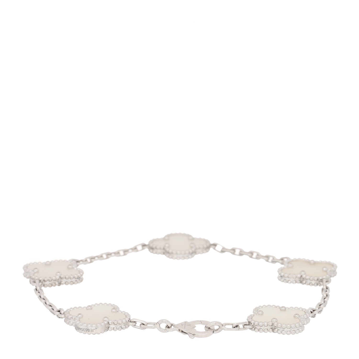 Van Cleef & Arpels 18K White Gold Mother of Pearl 5 Motifs Vintage Alhambra Bracelet 2 of 4
