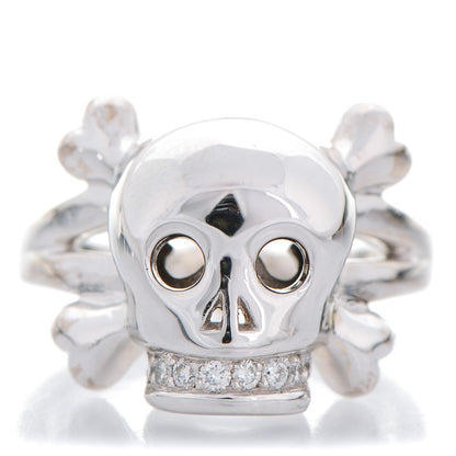Christian Dior 18K White Gold Diamond Tete de Mort Ring 7.75 1 of 5