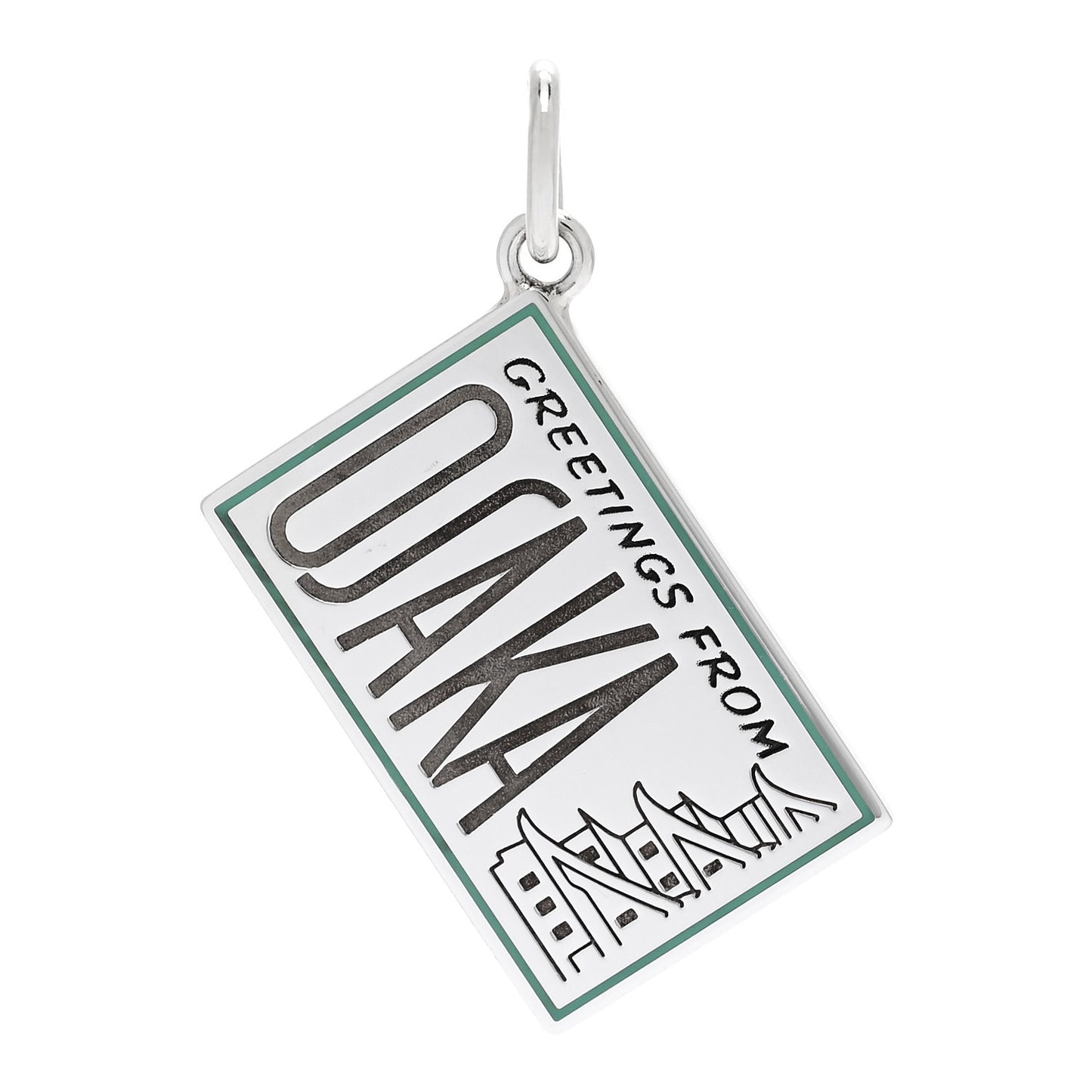 Sterling Silver Enamel Osaka Postcard Charm Blue