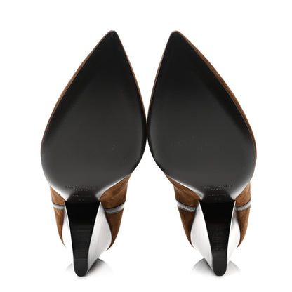 Saint Laurent Suede Liz 85 Wedge Booties 39 Brown 5 of 9