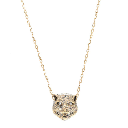 Gucci 18K Yellow Gold Diamond Pink Tourmaline  Le Marche Des Merveilles Feline Pendant Necklace 4 of 6