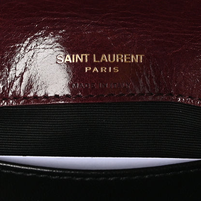 Saint Laurent Shiny Calfskin Matelasse Chevron Monogram Mini College Bag Deep Hot Wine 6 of 11