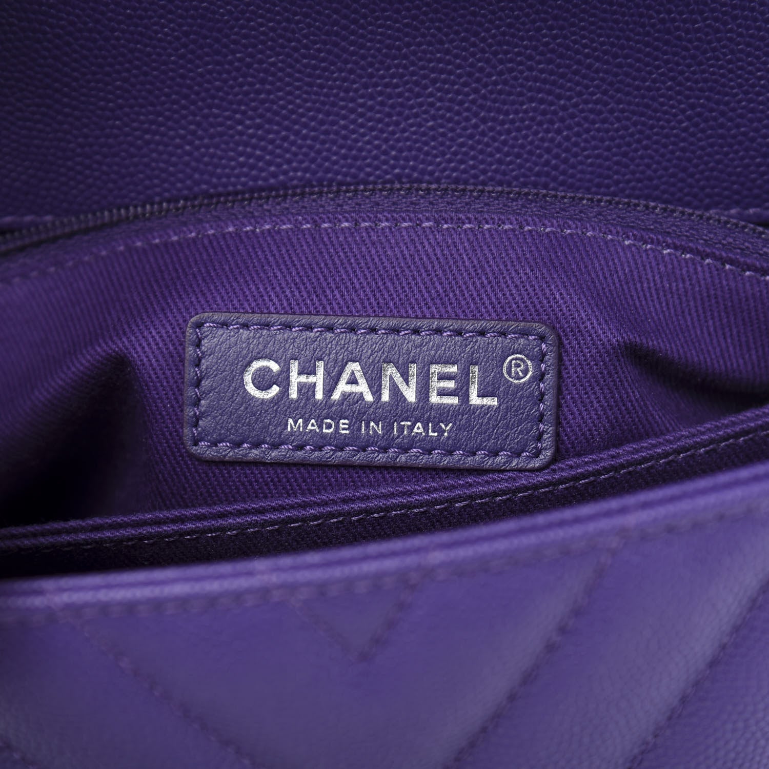 Chanel Caviar Chevron Quilted Mini Coco Handle Flap Purple 5 of 10