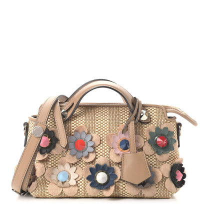 Fendi Paglia Vitello Dolce Flowerland Studded Striped Mini By The Way Boston Bag Natural Cuoio Multicolor 1 of 9