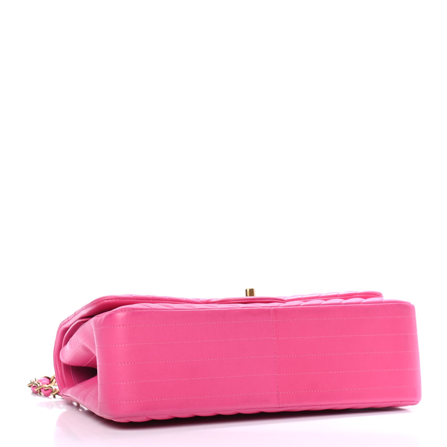 Chanel Lambskin Chevron Quilted Jumbo Double Flap Pink 3 of 4