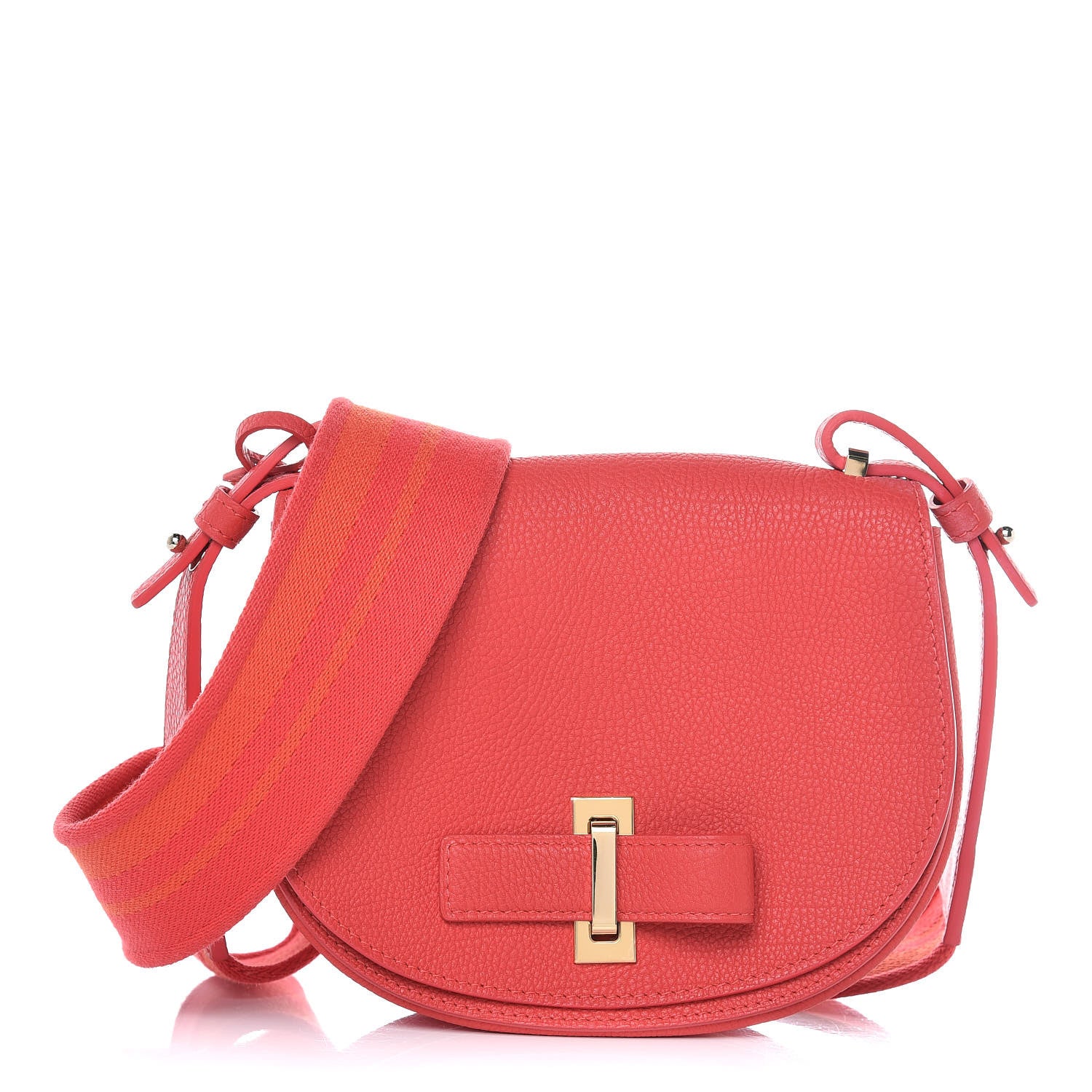 Delvaux Crispy Calfskin Mini Le Mutin Saddle Bag Coral 1 of 9