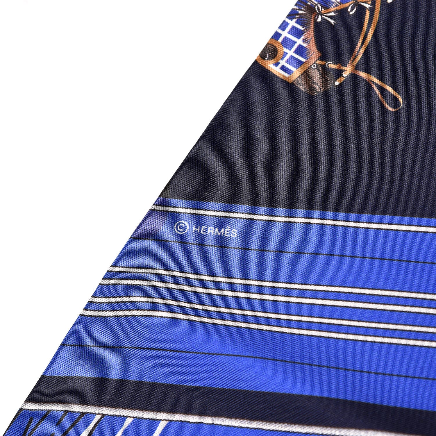 Hermes Silk Carre En Carres Maxi Twilly Marine Klein Brun 4 of 5