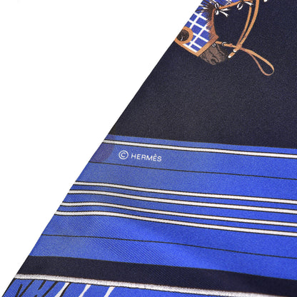 Hermes Silk Carre En Carres Maxi Twilly Marine Klein Brun 4 of 5