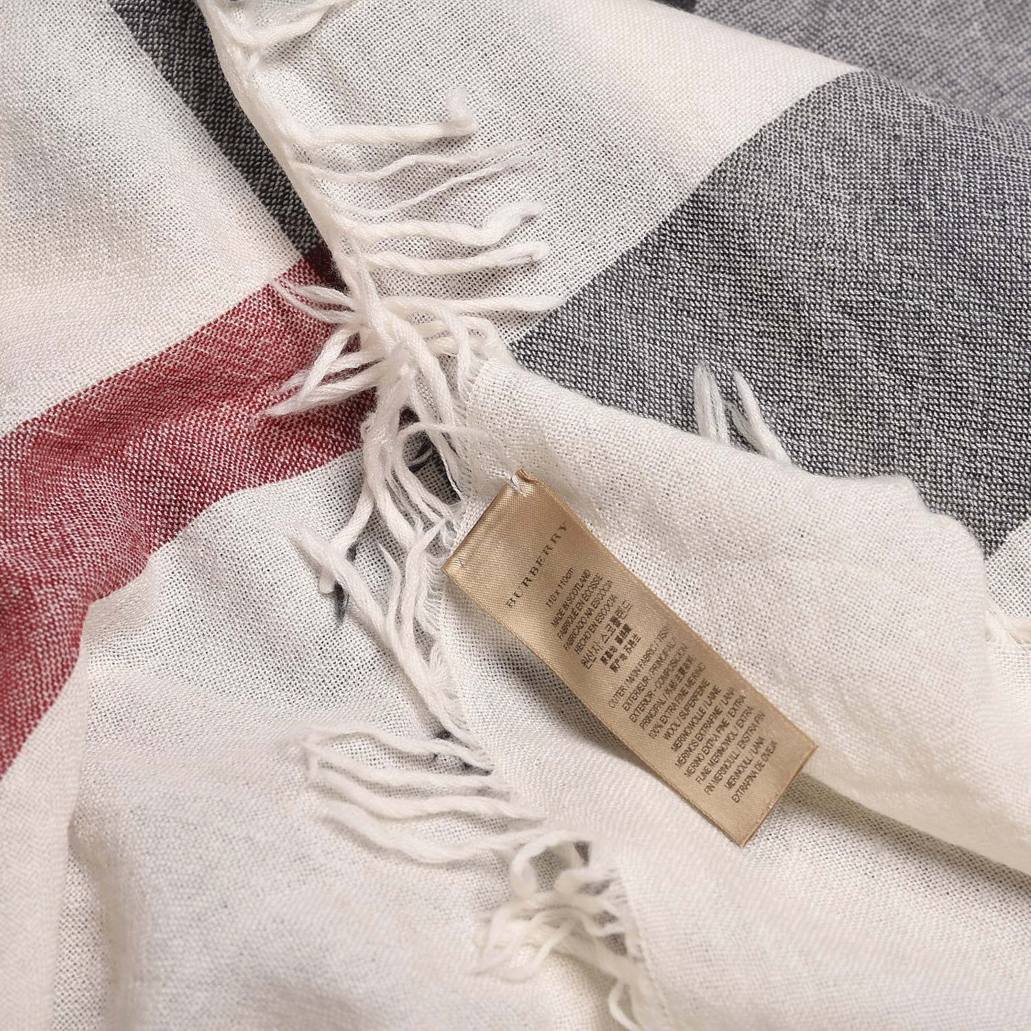 Burberry Merino Wool House Check Scarf Ivory 5 of 5