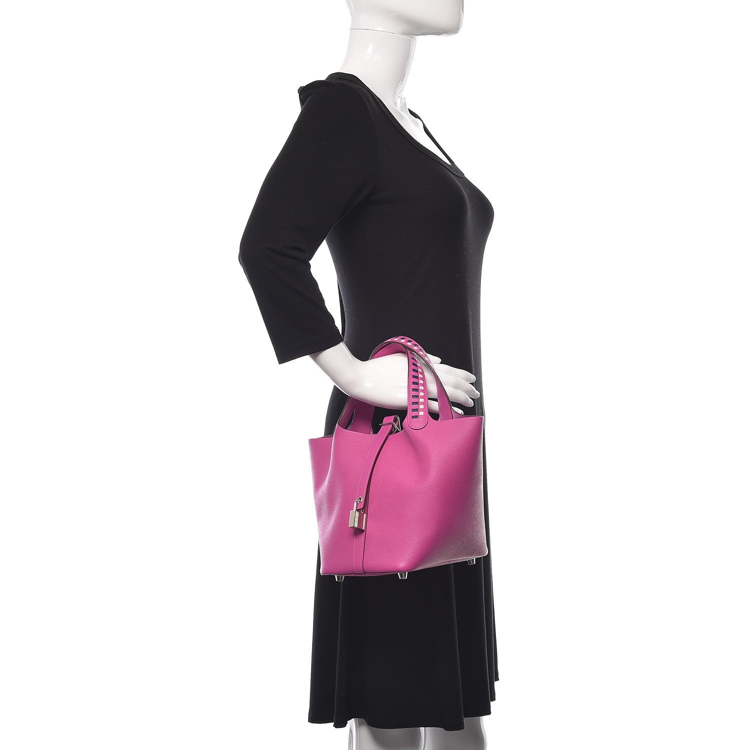 Hermes Epsom Tressage De Cuir Picotin Lock 18 PM Magnolia Bleu Saphir Craie 2 of 10