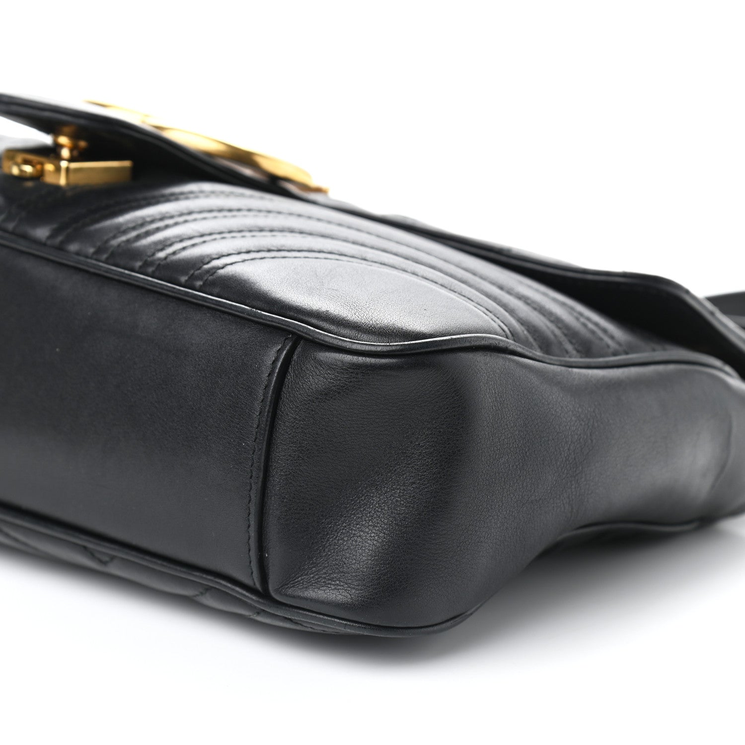 Gucci Calfskin Matelasse Medium GG Marmont Shoulder Bag Black 9 of 9