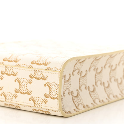 Celine Triomphe Canvas Calfskin Mini Vertical Cabas White 8 of 8