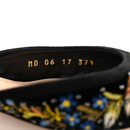 Christian Dior Velvet Beaded Embroidered Flower Dioreve Mules 37.5 Black Multicolor 9 of 10