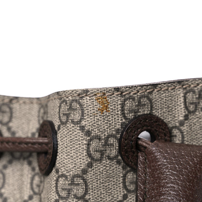 Gucci GG Supreme Monogram Neo Vintage Drawstring Bucket Backpack Beige New Acero Crop 21 of 22