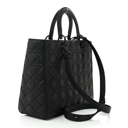 Christian Dior Ultra Matte Calfskin Cannage Large Lady Dior Black 3 of 10