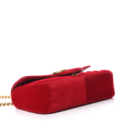 Gucci Velvet Matelasse Mini GG Marmont Shoulder Bag Hibiscus Red 4 of 11