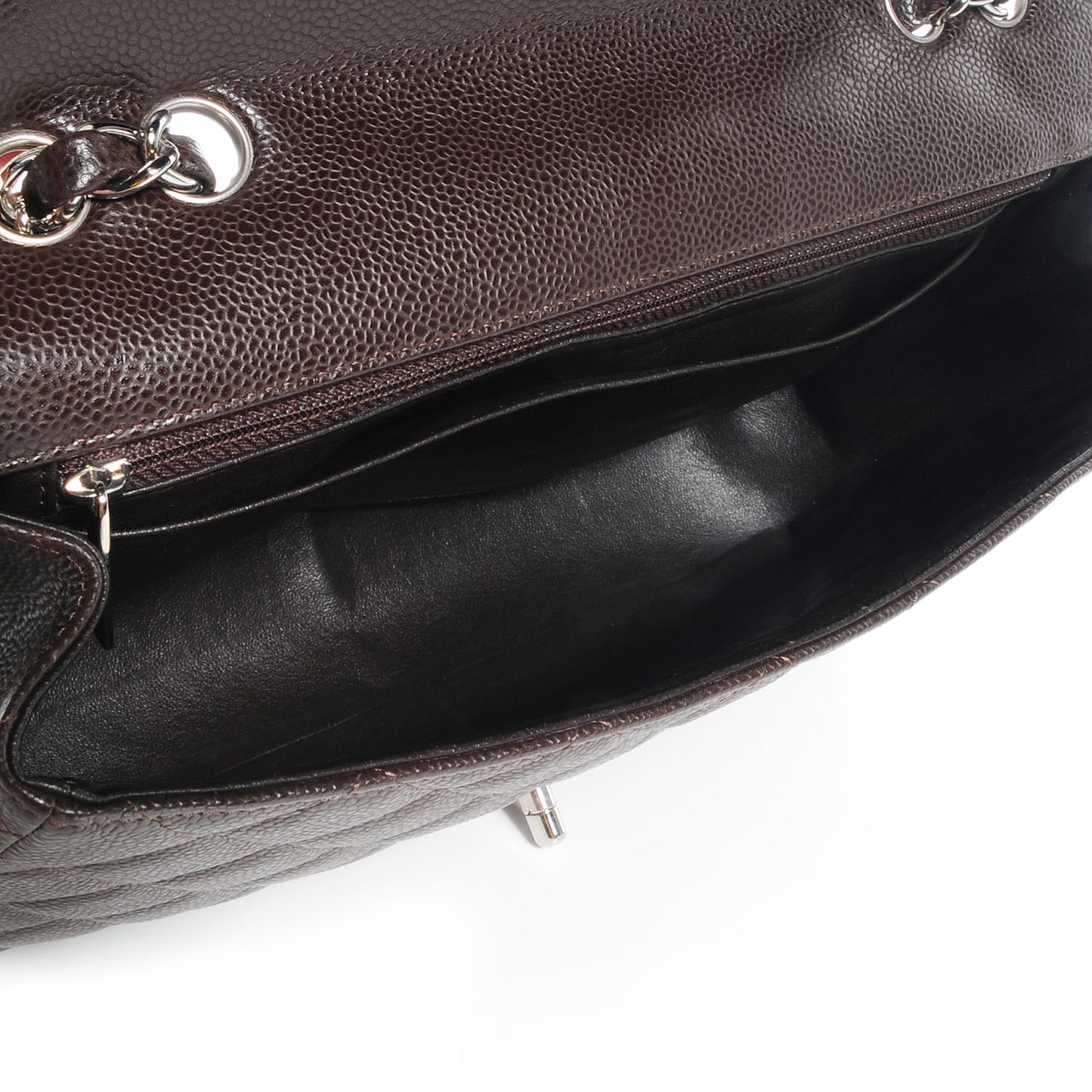 Caviar Quilted Jumbo Single Flap Dark Brown