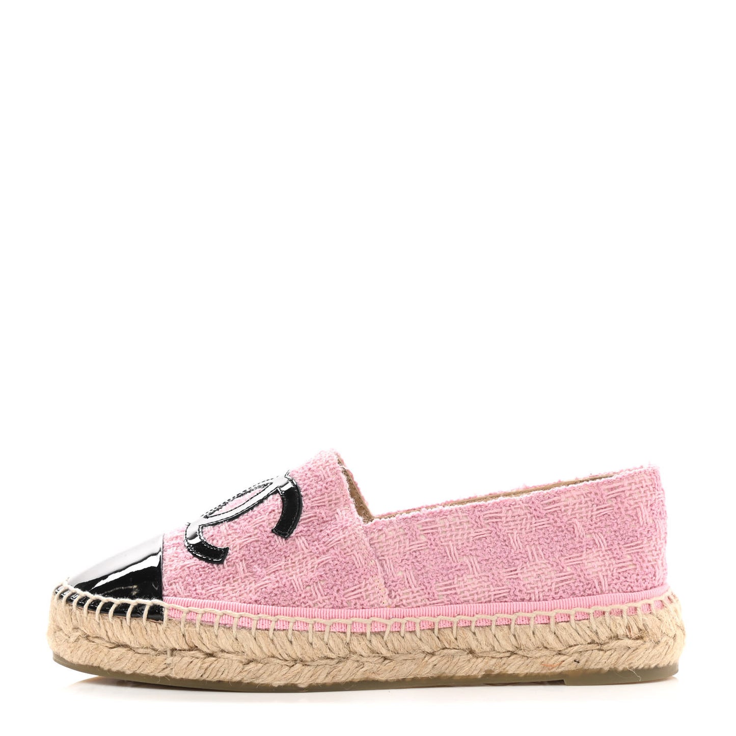Tweed Patent CC Espadrilles 35 Pink Black