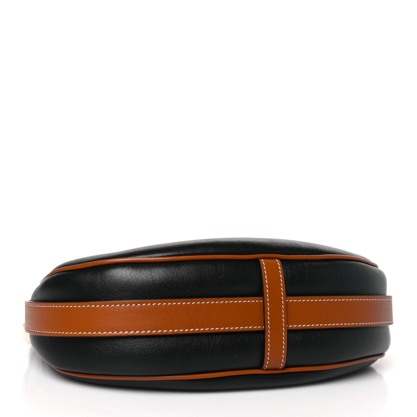Smooth Calfskin Medium Strap Ava Shoulder Bag Black Tan