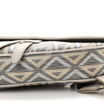 Christian Dior Coated Canvas Calfskin CD Diamond Mens Saddle Bag Greige Multicolor 10 of 14