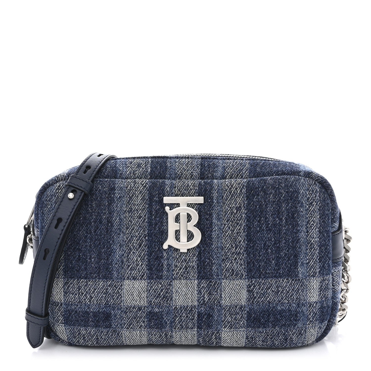 Burberry Calfskin Demin Check Small Lola Camera Bag Navy 1 of 10