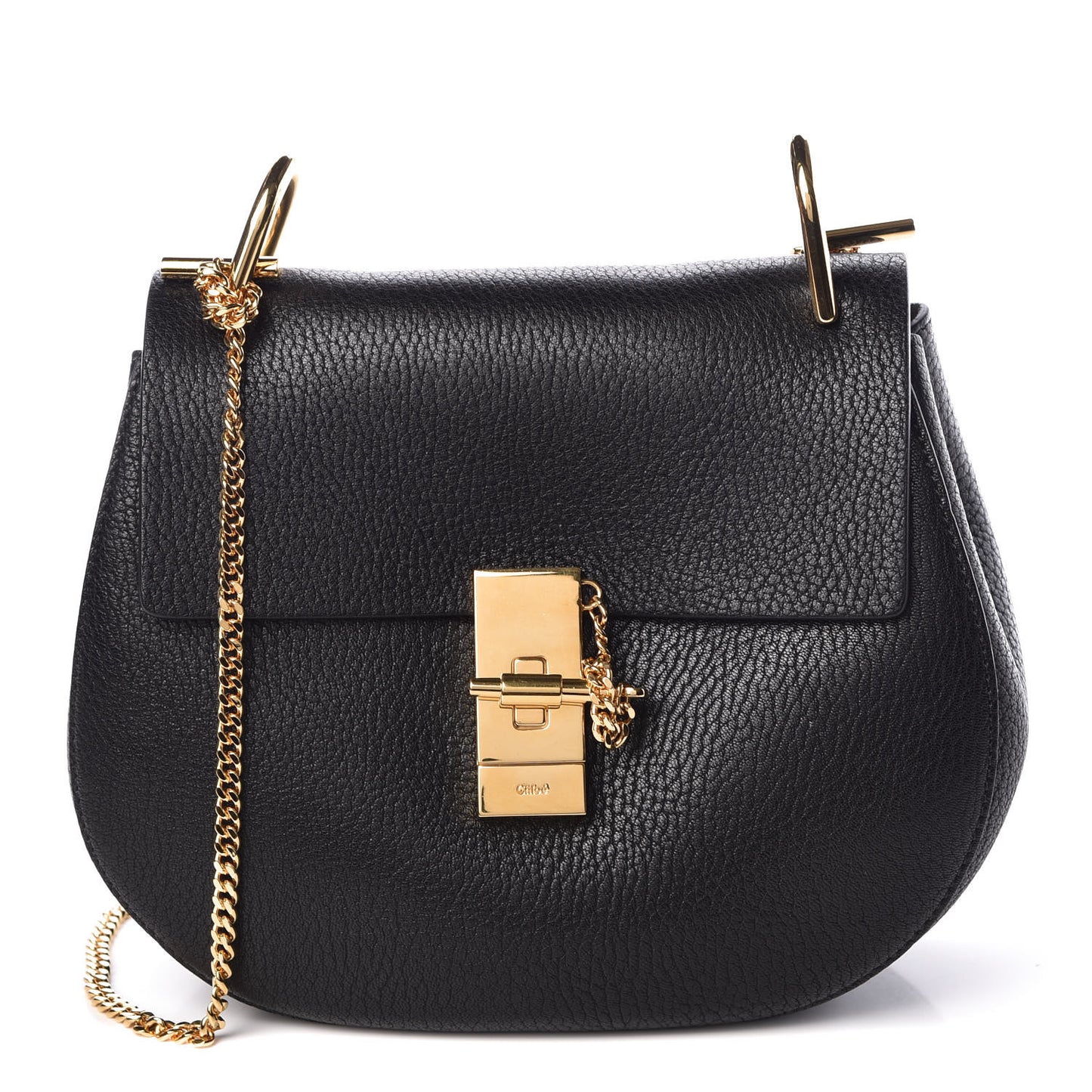 Grained Lambskin Drew Shoulder Bag Black