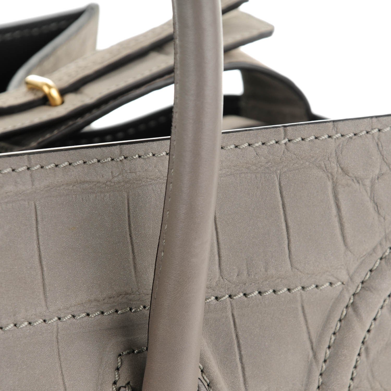 Celine Crocodile Embossed Nubuck Medium Phantom Luggage Grey 8 of 10