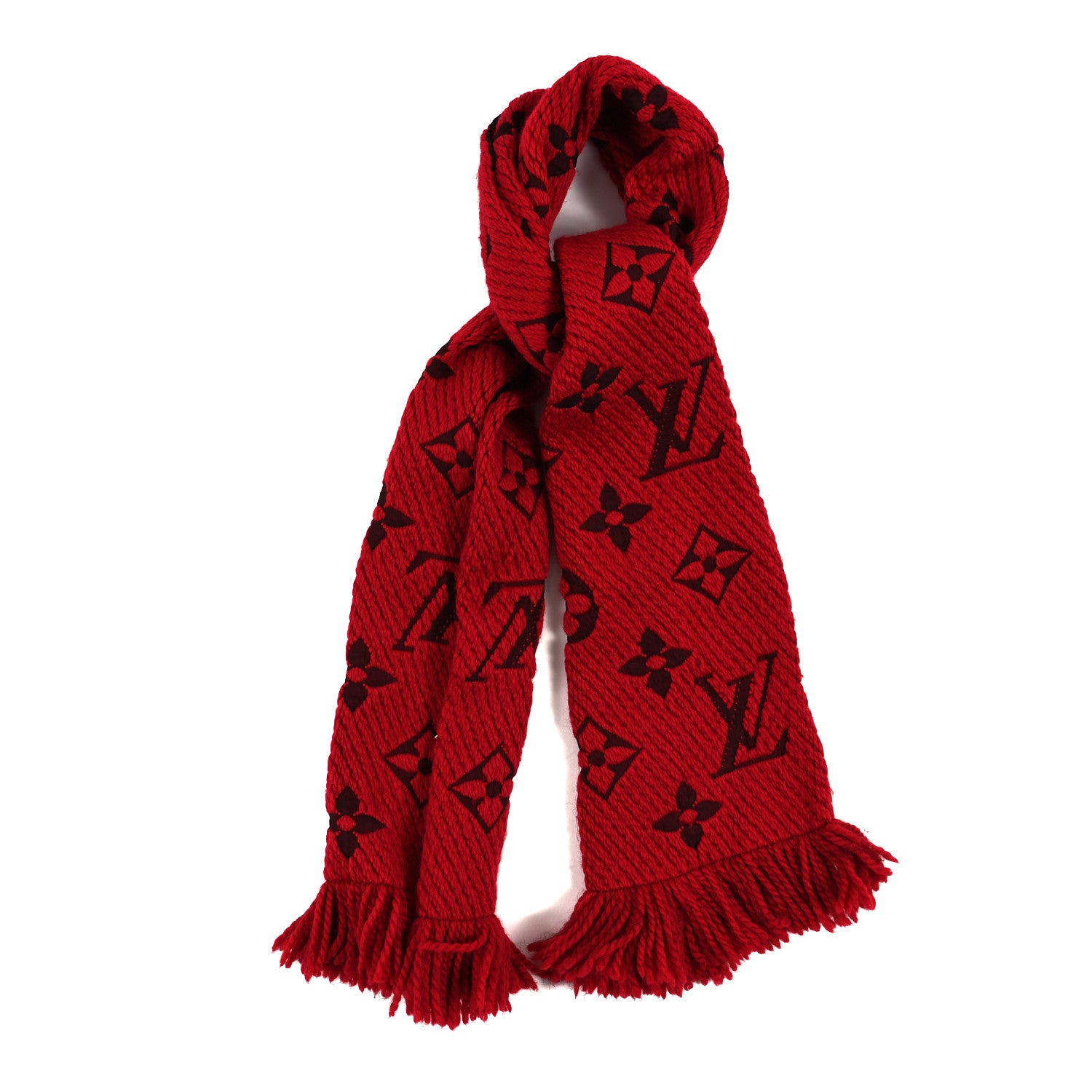 Louis Vuitton Wool Silk Logomania Scarf Rubis 1 of 3