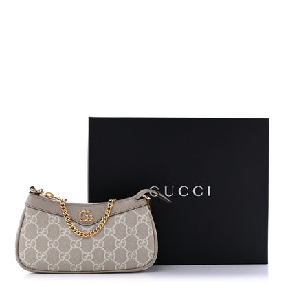 Gucci GG Supreme Monogram Textured Dollar Calfskin Web Mini Ophidia GG Handbag Beige Mystic White Oatmeal 12 of 12
