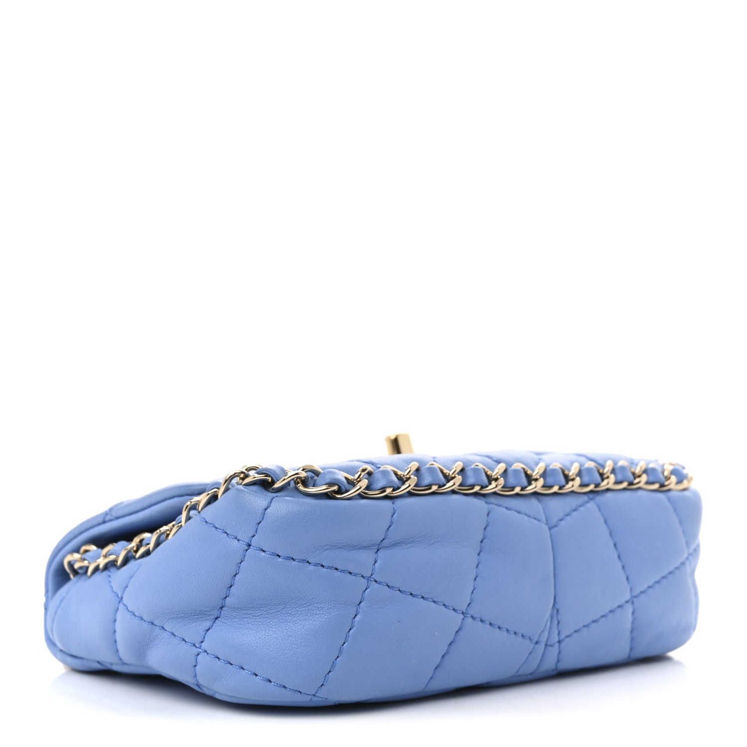 Chanel Lambskin Enamel Quilted Small Chain Frame Flap Blue 4 of 11