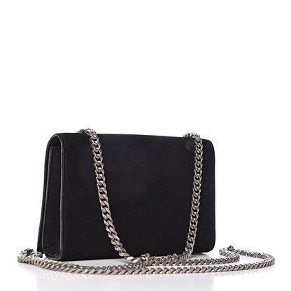 Saint Laurent Suede Fringe Chain Small Monogram Satchel Black 3 of 12