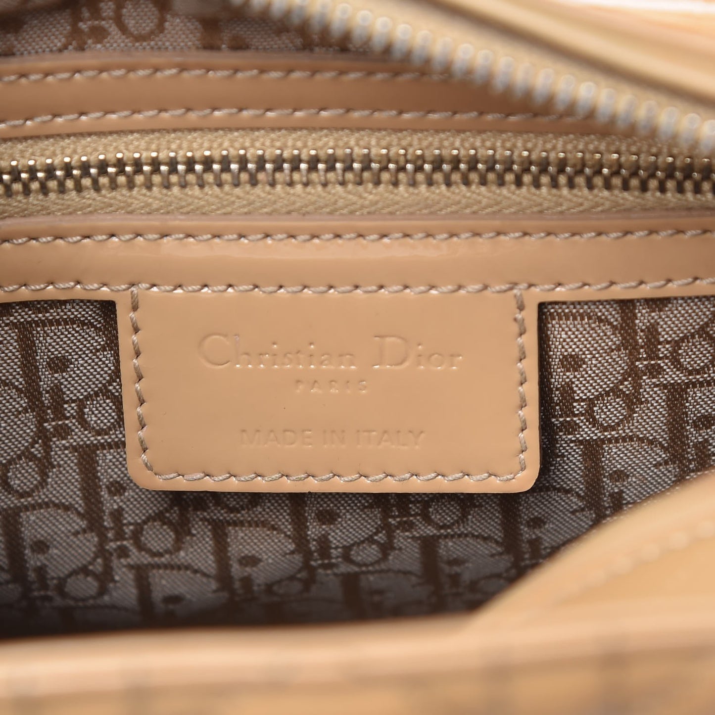 Patent Cannage Medium Lady Dior Beige