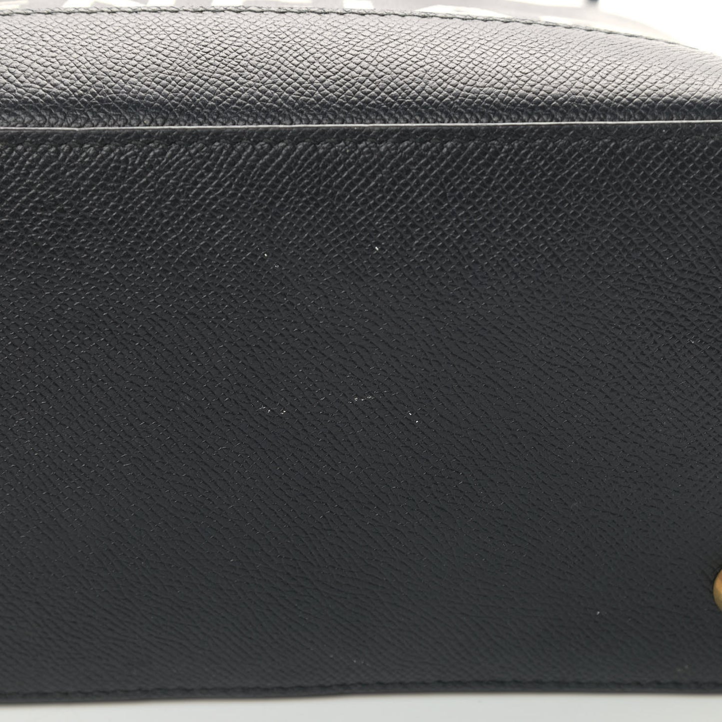 Signature Grained Calfskin Logo S Ville Top Handle Bag Black