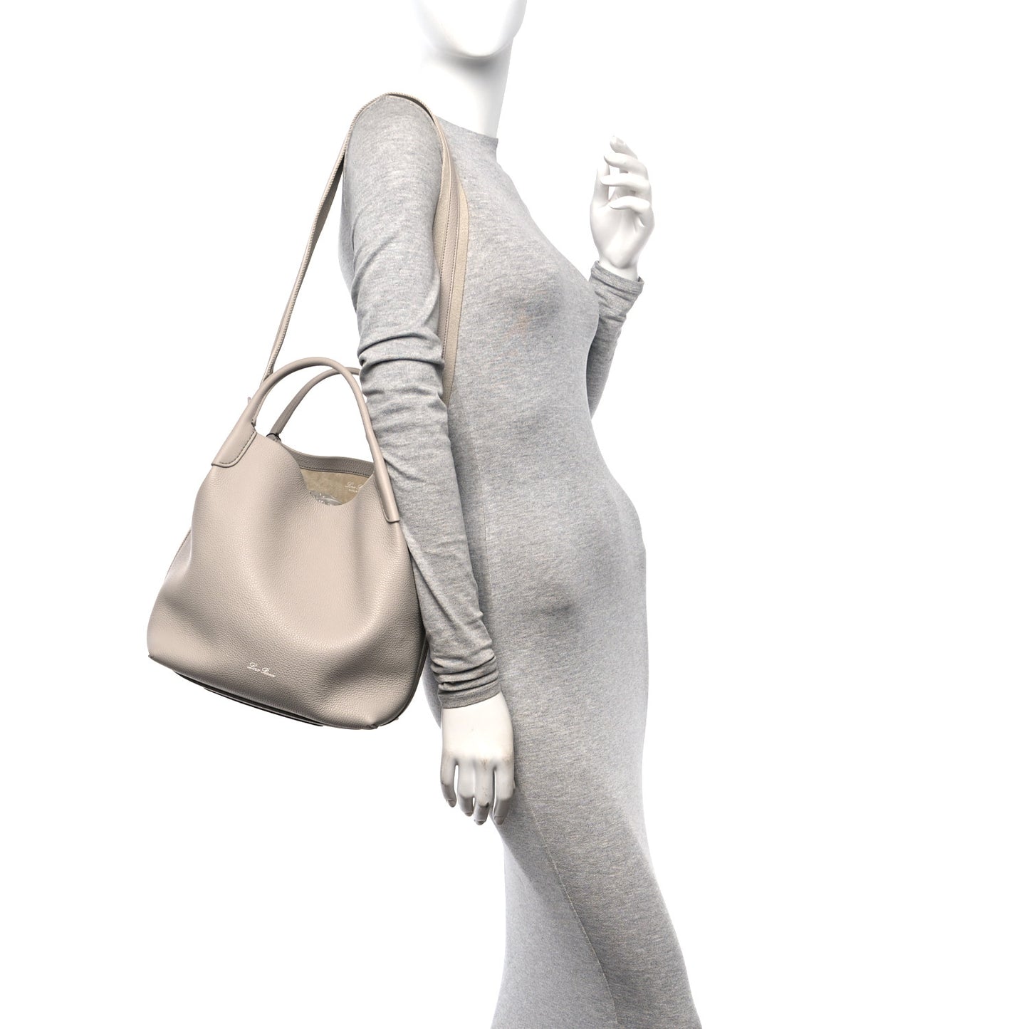 Grained Calfskin Large Bale Bag Stone