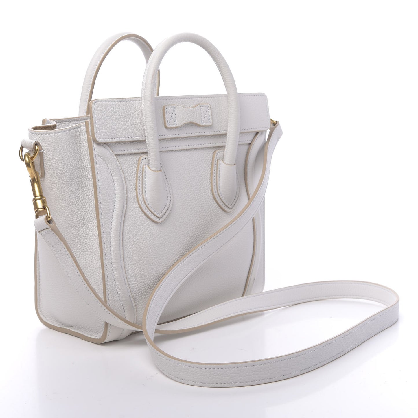 Drummed Calfskin Nano Luggage Optic White