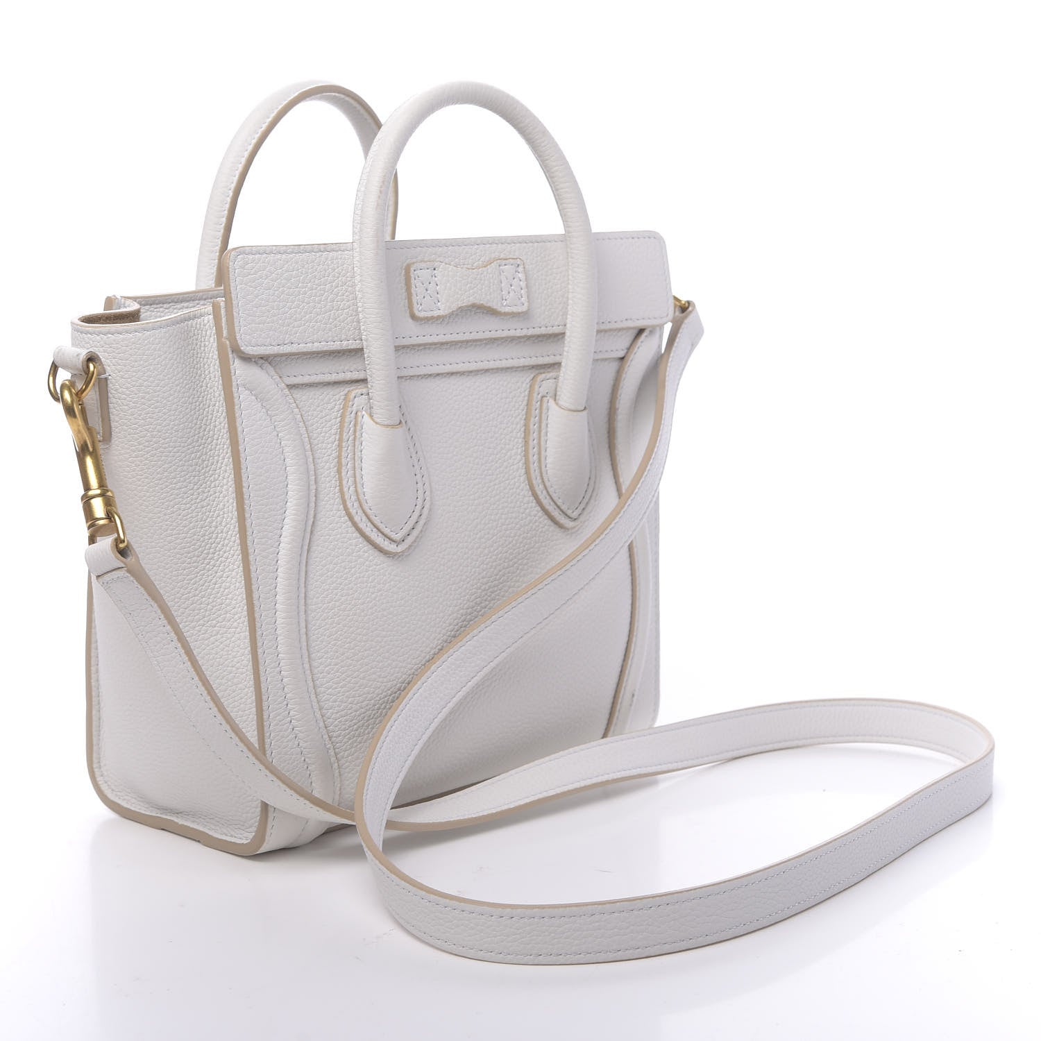 Celine Drummed Calfskin Nano Luggage Optic White 3 of 10
