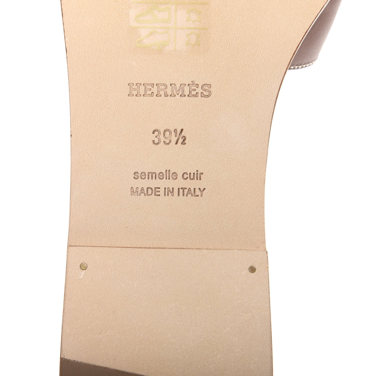 Hermes Box Calfskin Oran Sandals 39.5 Gold 8 of 11